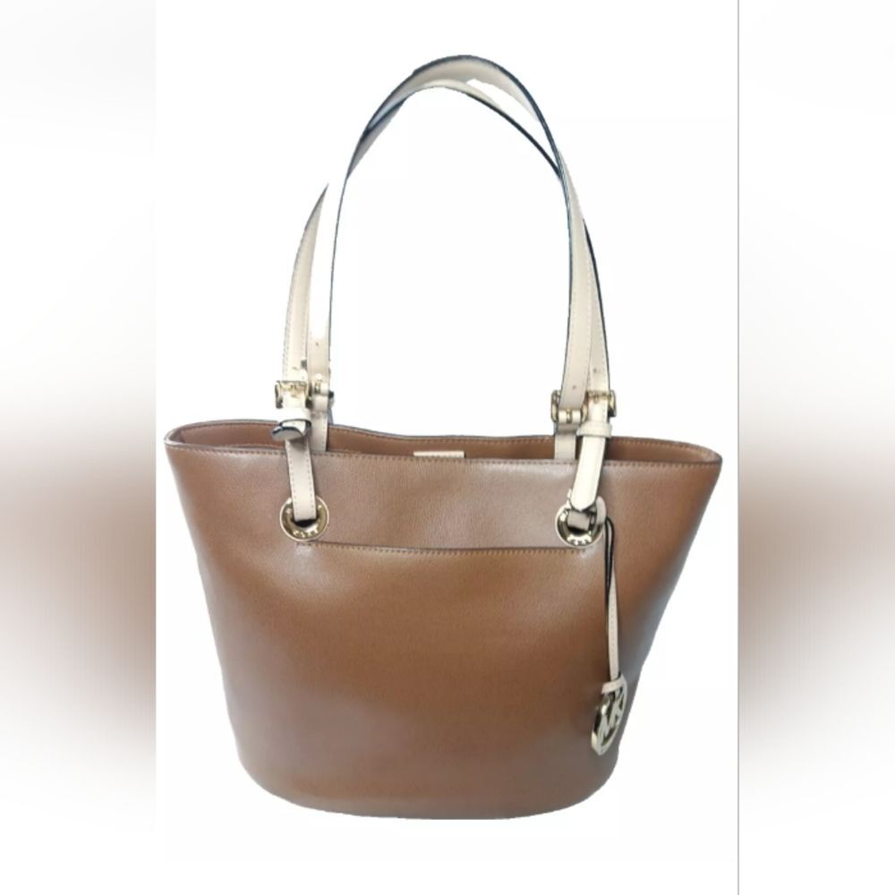 Michael Kors Jet Set Leather Tote Bag Medium Luggage Brown Handbag MSRP $248